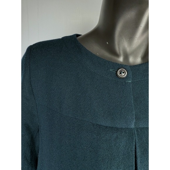 A.P.C. Rue Madame Paris Wool Bell Sleeve Box Pleat Dark Teal Mini Dress 38 - Picture 10 of 14